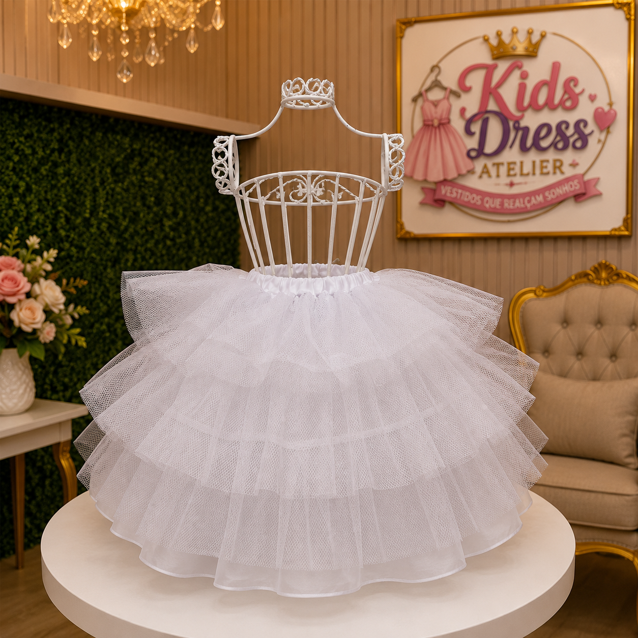 Pink Mouse-Inspired Girls Party Dress with Pearls & Matching Headband