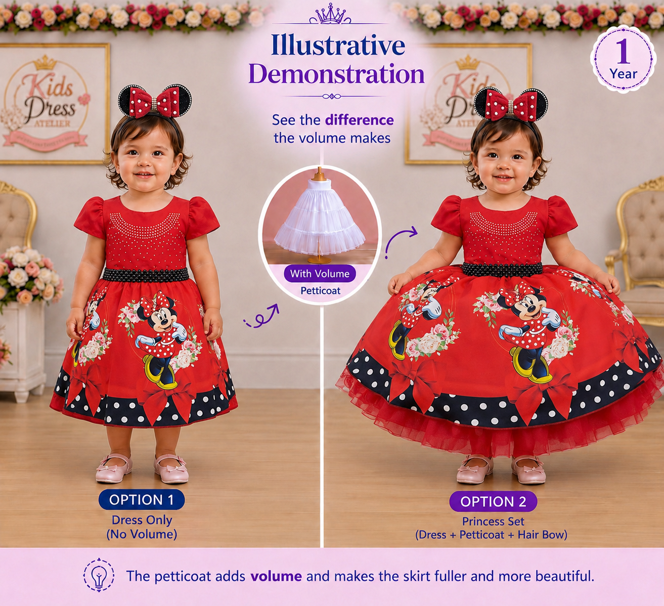 Luxury Red Polka Dot Girls Dress with Bow
