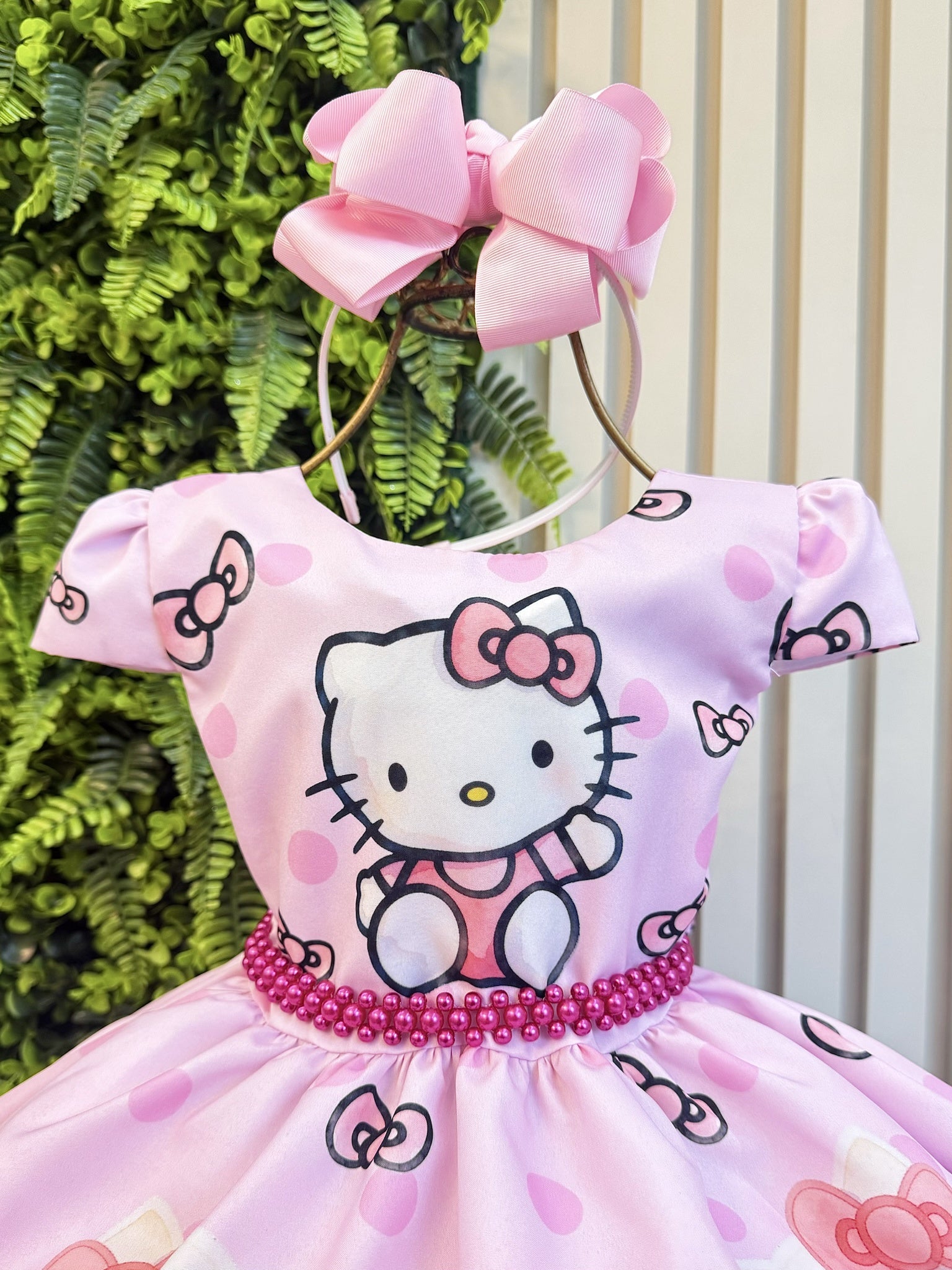 Pink Kitty Girls’ Party Dress with Full Skirt