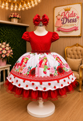Luxury Strawberry-Inspired Red Party Dress for Girls