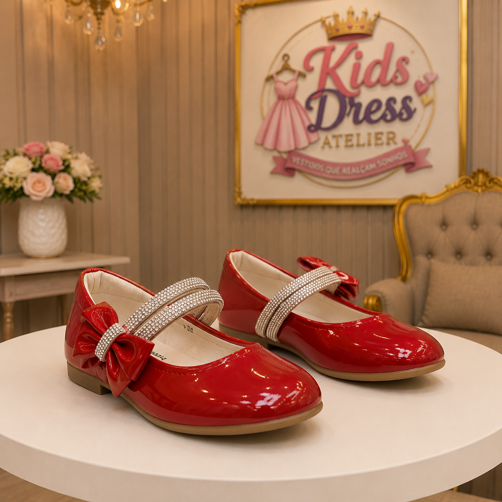 Luxury Strawberry-Inspired Red Party Dress for Girls