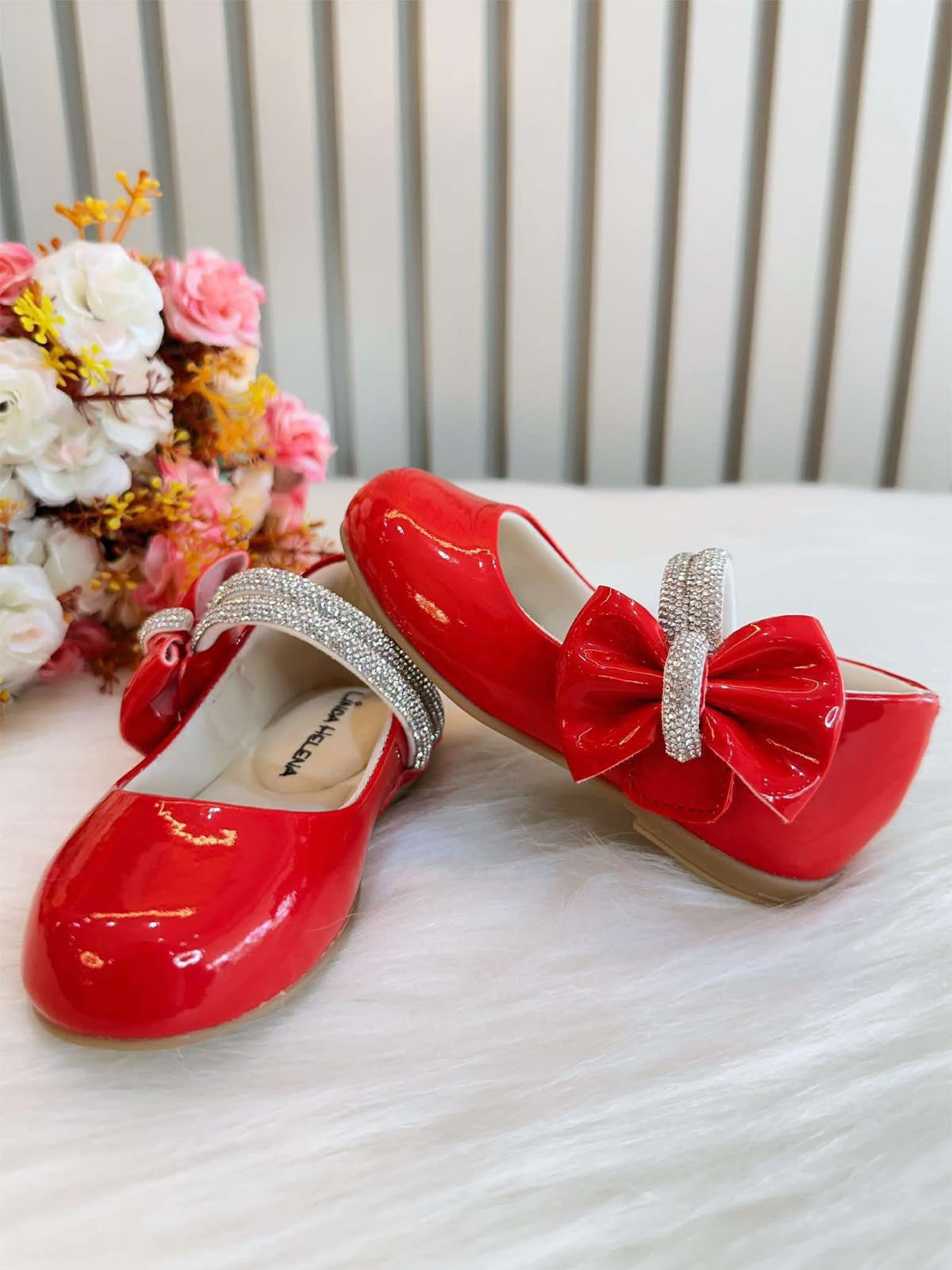 Luxury Red Polka Dot Girls Dress with Bow