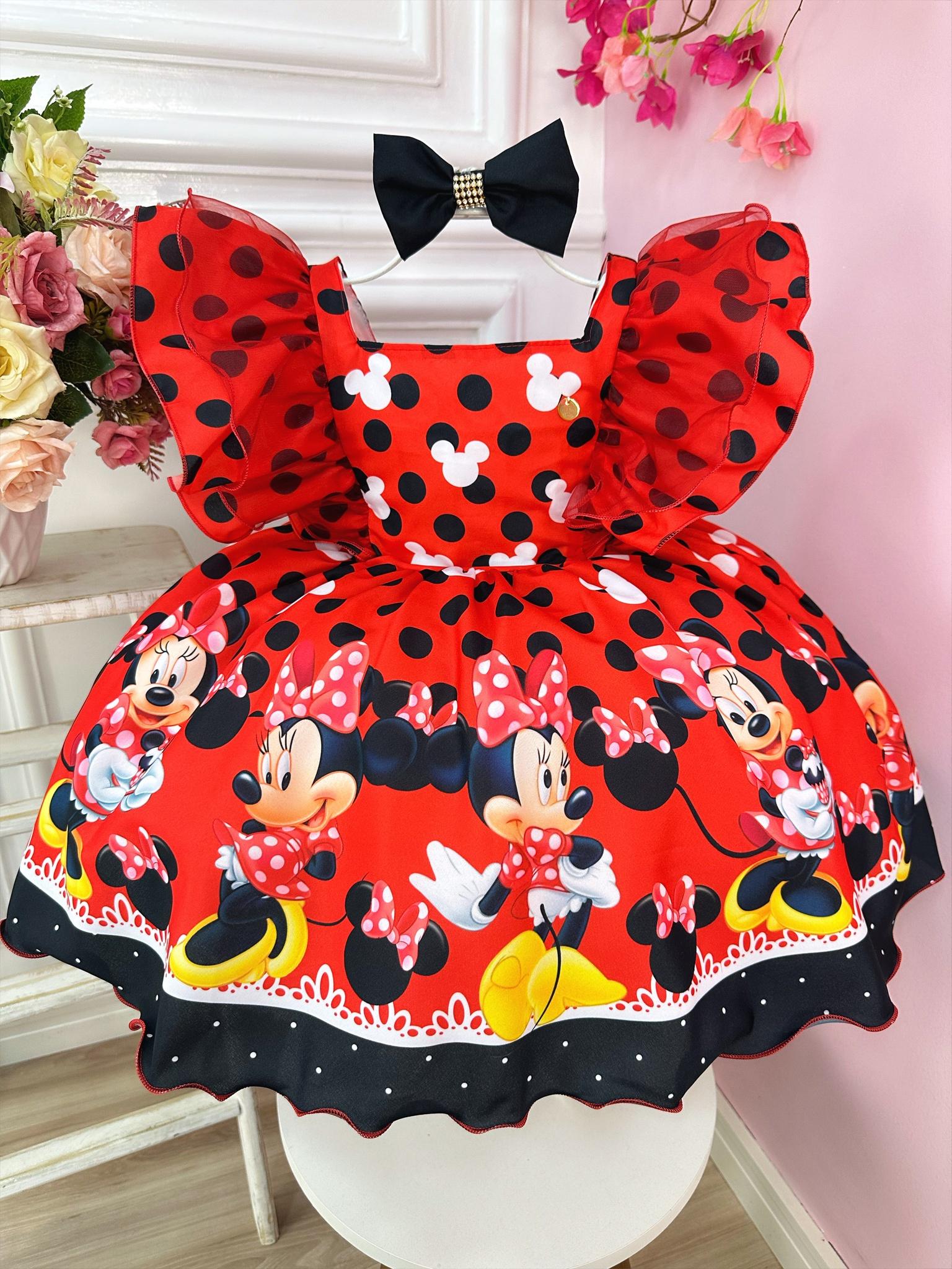 Luxury Red Polka Dot Girls Dress with Bow