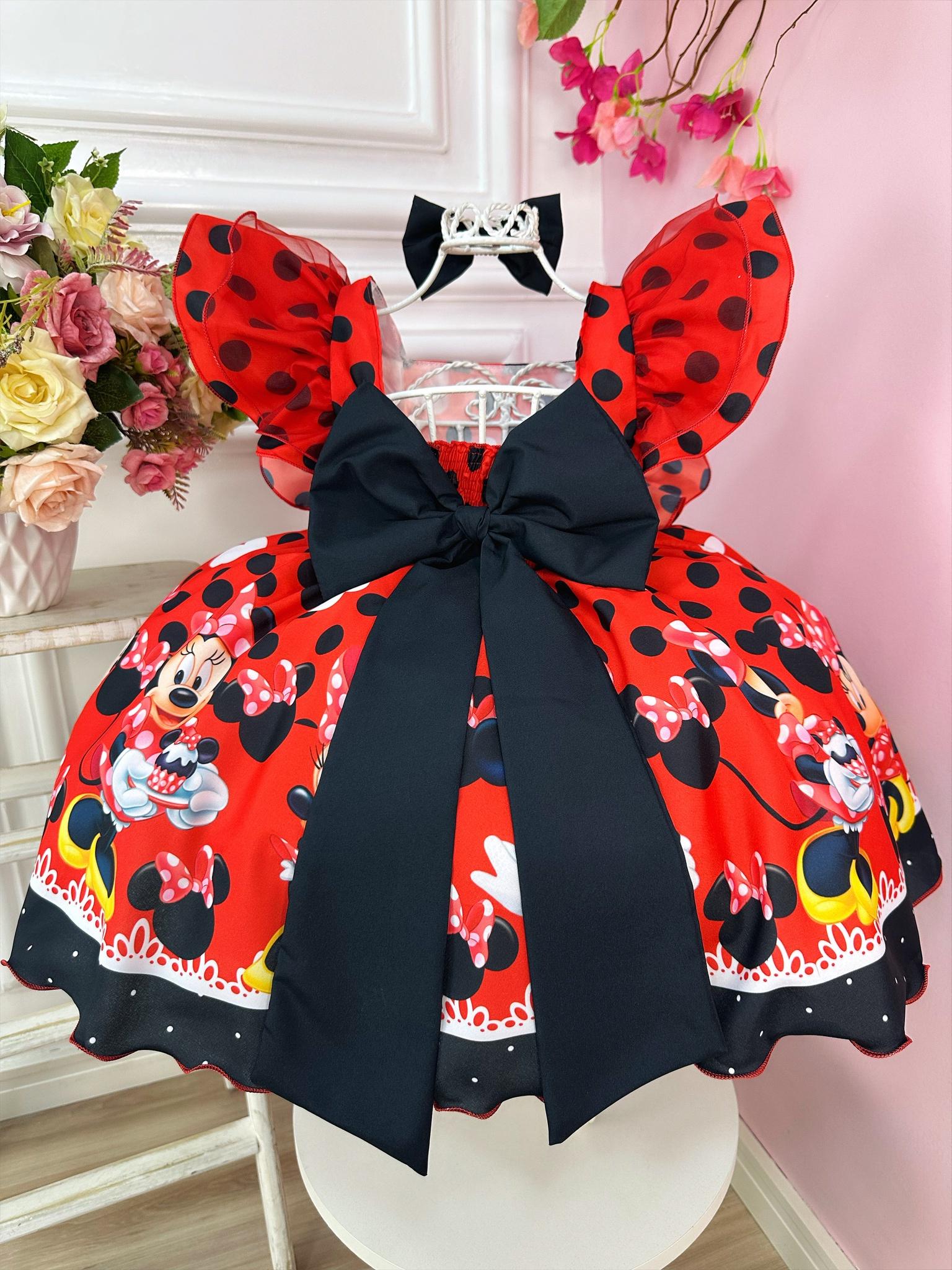 Luxury Red Polka Dot Girls Dress with Bow