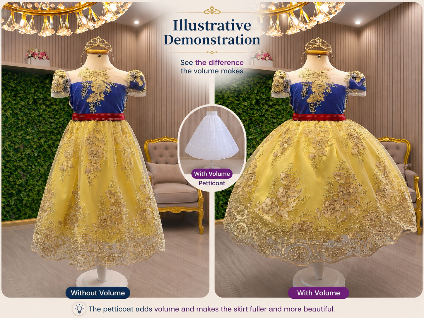 Girls Pink & Blue Glitter Tulle Party Dress with LED Lights