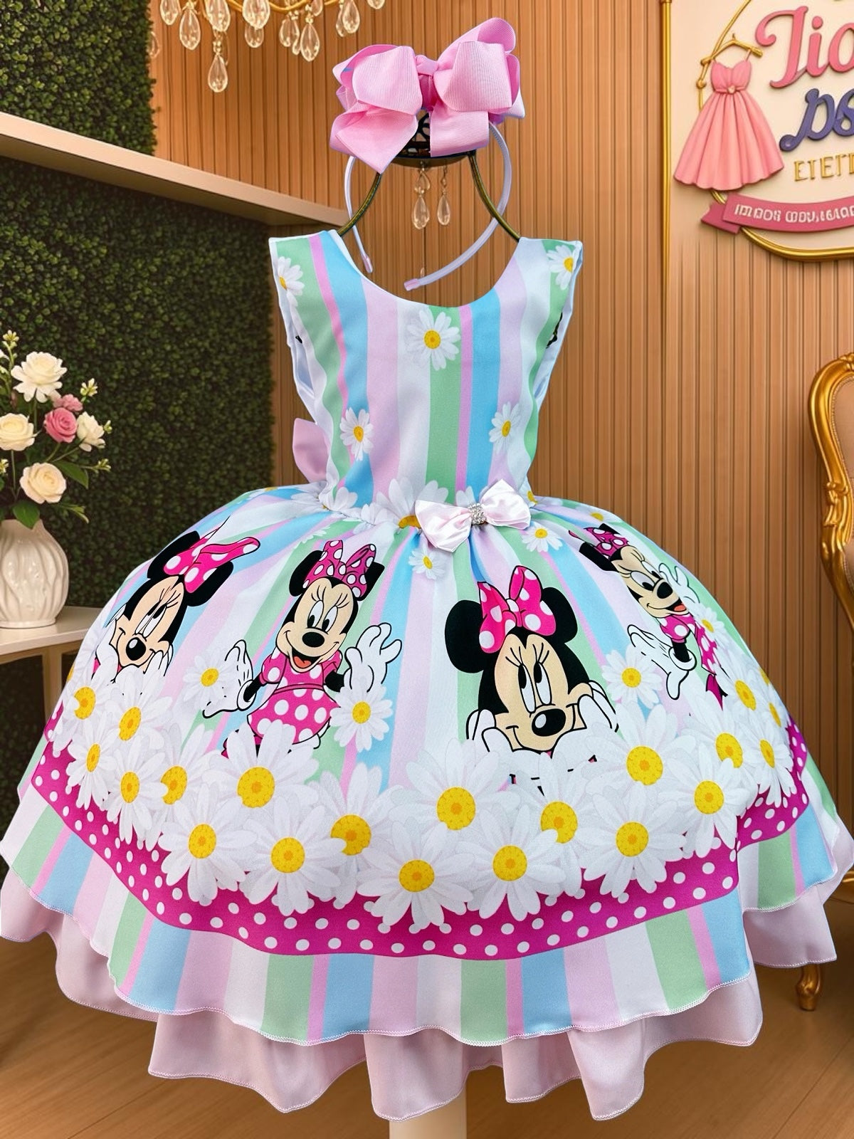 Luxury Pastel Daisy Girls Party Dress